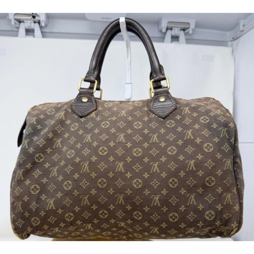 Louis Vuitton Vintage 2008 Monogram Mini Lin Speedy 30 Brown Ebene Trim Satchel - Picture 4 of 17
